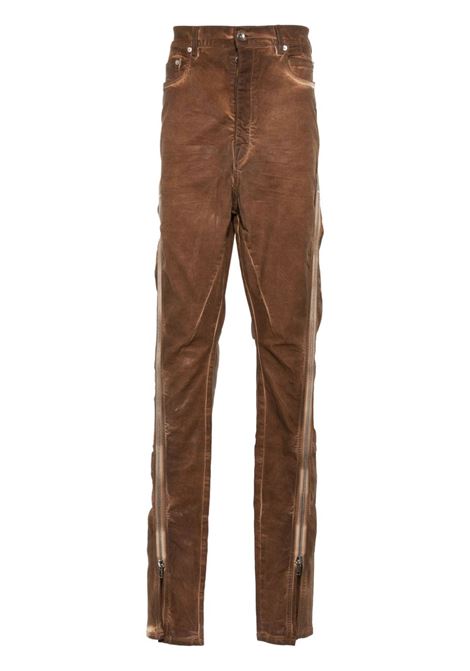 Brown zip-detailed tapered jeans Rick owens drkshdw - men RICK OWENS DRKSHDW | DU01D1363SCF54